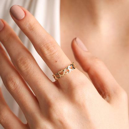 14K Solid Gold Heart Ring