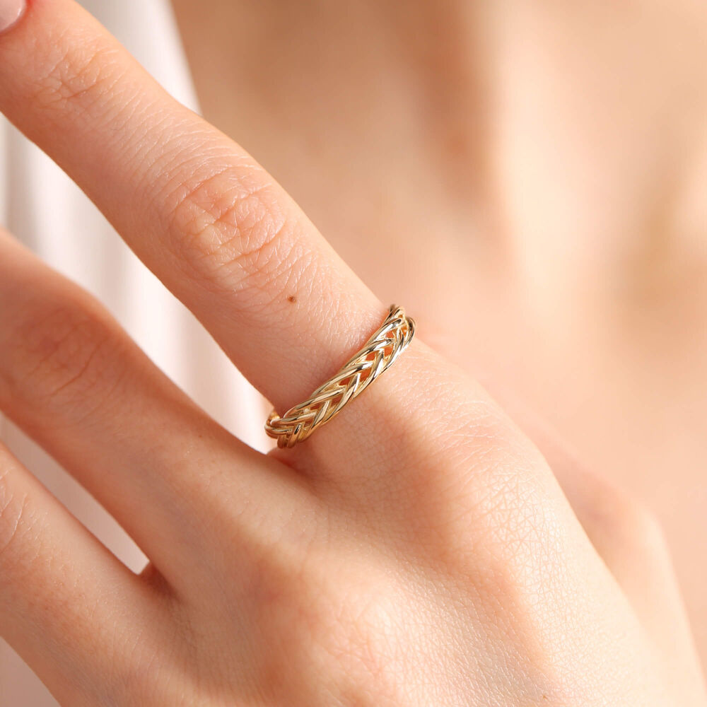 14K Solid Gold Braid Ring