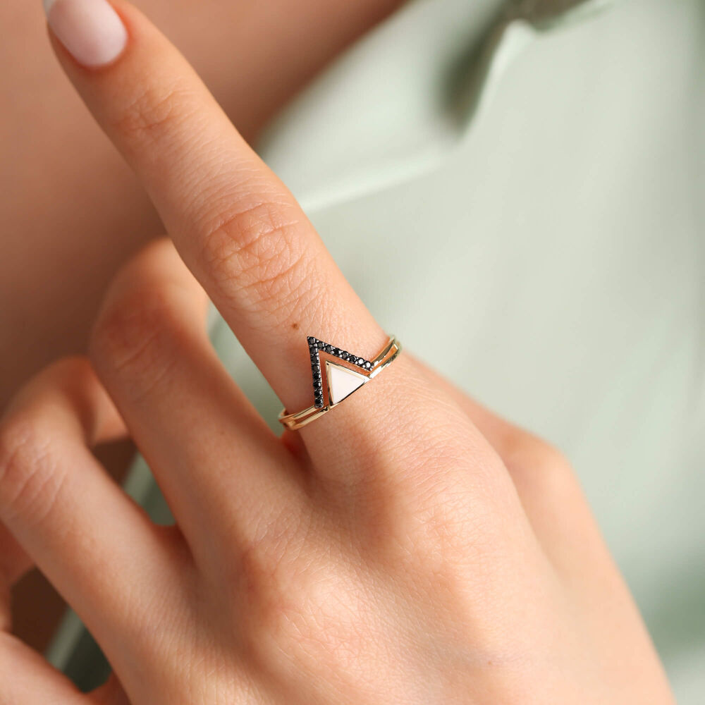 14K Solid Gold Pyramid Ring Special Design