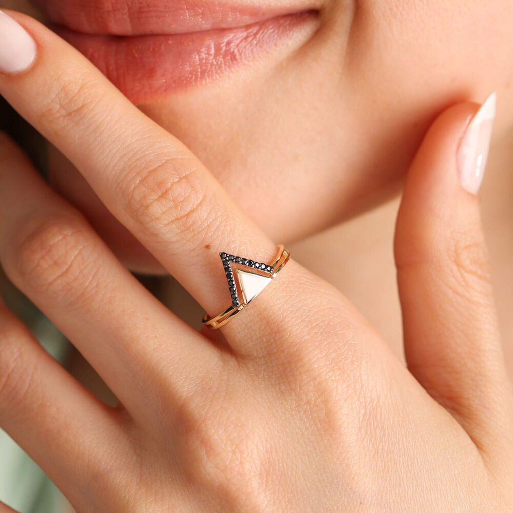 14K Solid Gold Pyramid Ring Special Design