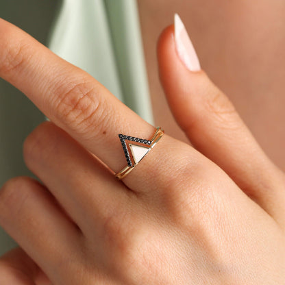 14K Solid Gold Pyramid Ring Special Design