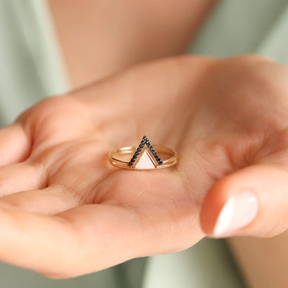 14K Solid Gold Pyramid Ring Special Design