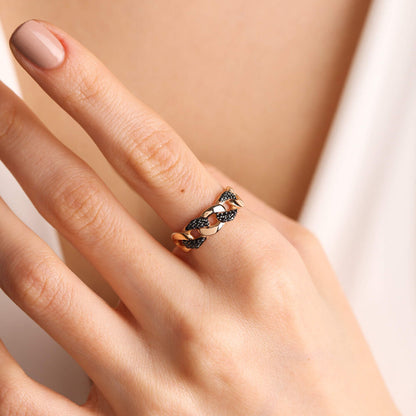 14K Rose Solid Gold Gourmet Ring Onyx