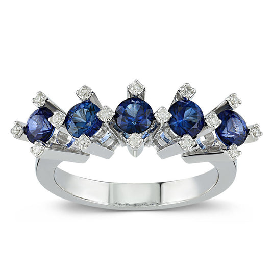 1.50 Carat Diamond Sapphire Five Stones Ring