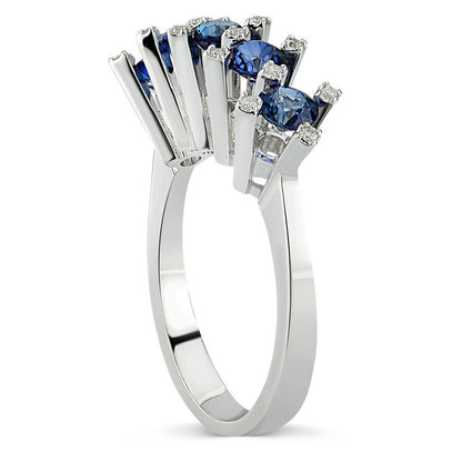 1.50 Carat Diamond Sapphire Five Stones Ring