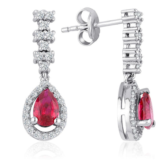 1.50 Carat Diamond Ruby Earrings