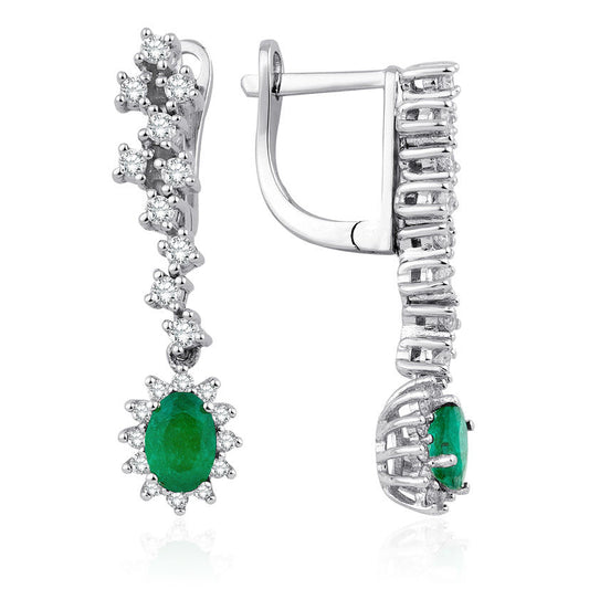 1.50 Carat Diamond Emerald Earrings