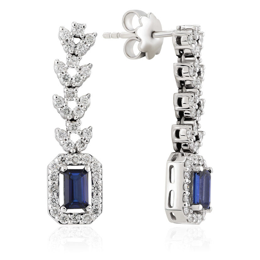 1.55 Carat Diamond Sapphire Earrings