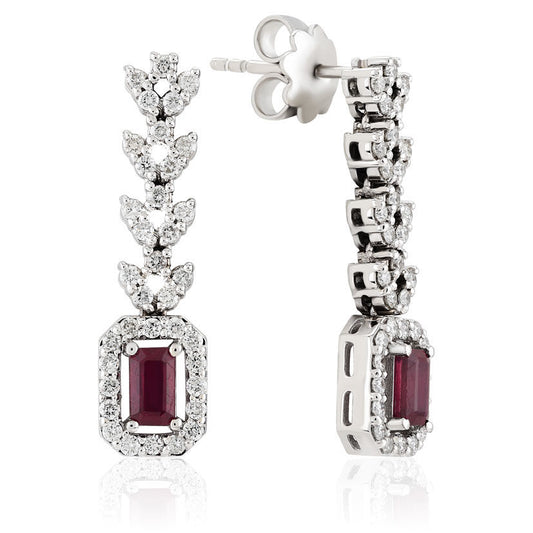 1.58 Carat Diamond Ruby Earrings
