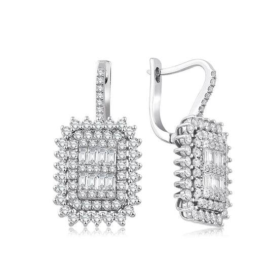 1.58 Carat Diamond Baguette Earrings