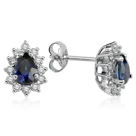 1.60 Carat Diamond Sapphire Earrings