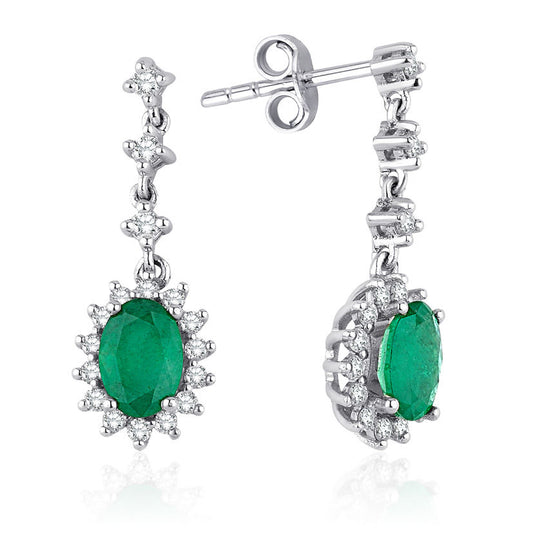 1.60 Carat Diamond Emerald Earrings