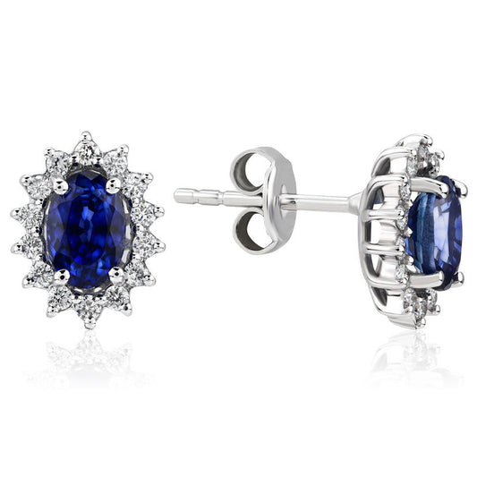 1.61 Carat Diamond Sapphire Earrings