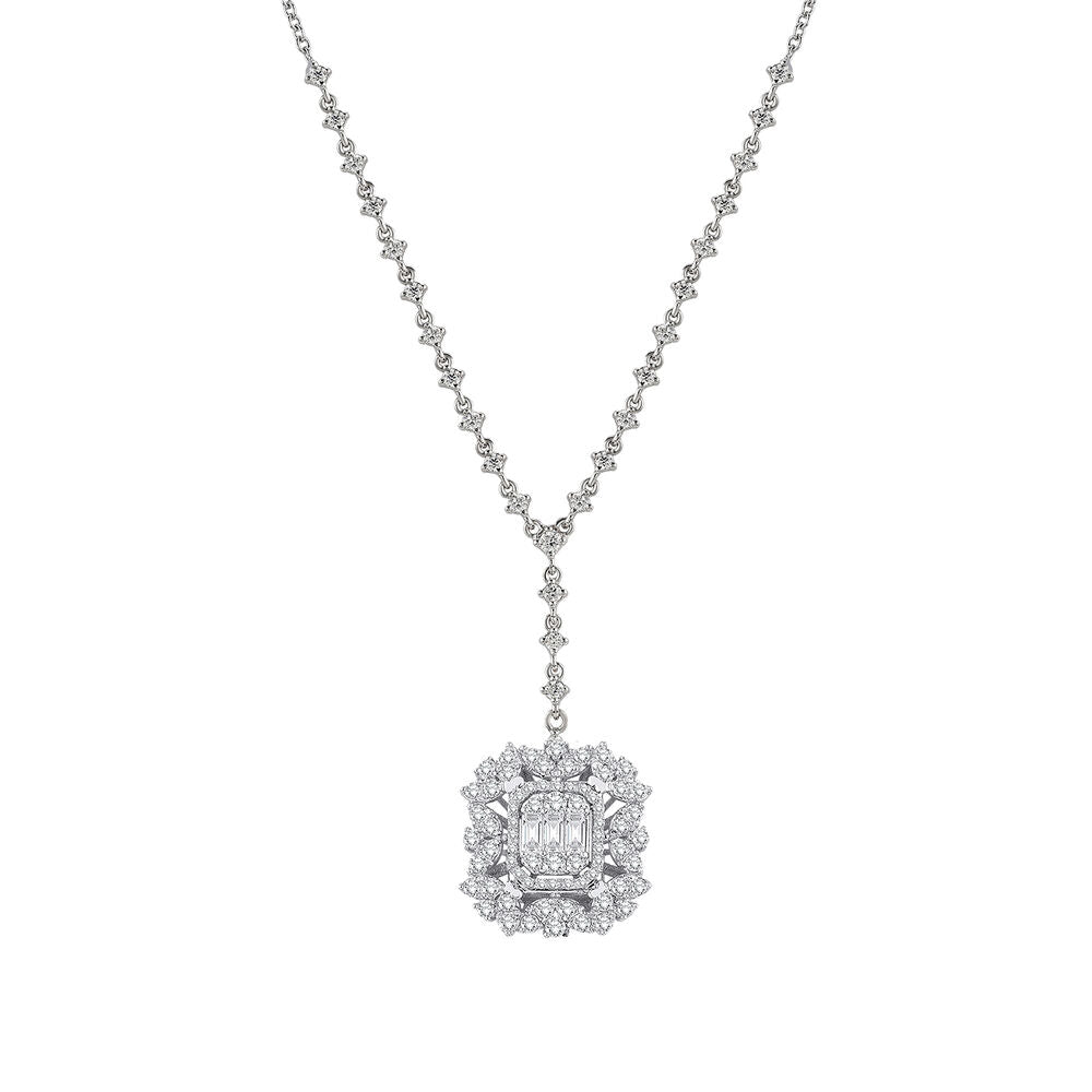 1.63 Carat Diamond Baguette Necklace