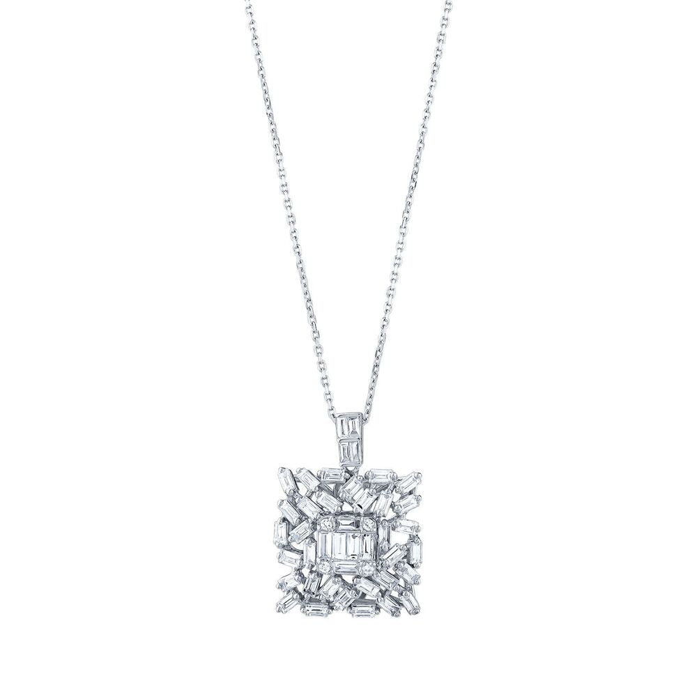 1.63 Carat Diamond Dainty Baguette Necklace