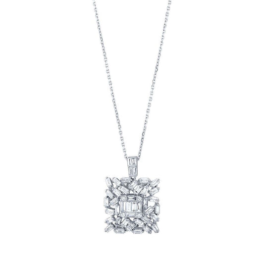1.63 Carat Diamond Dainty Baguette Necklace