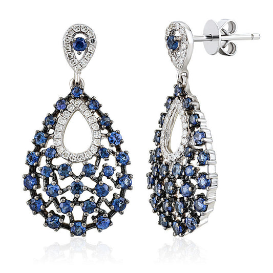 1.66 Carat Diamond Sapphire Earrings
