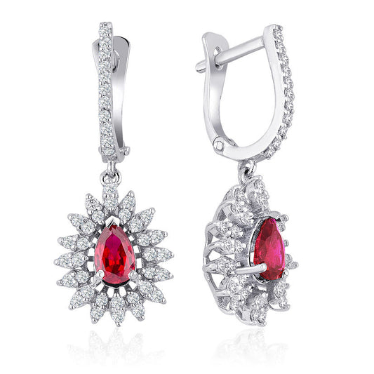 1.67 Carat Diamond Ruby Earrings