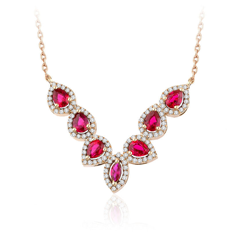 1.75 Carat Diamond Ruby Necklace