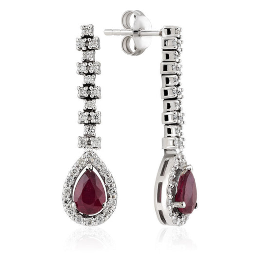 1.80 Carat Diamond Ruby Earrings