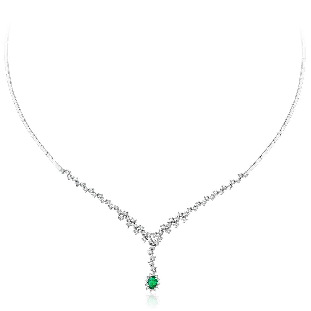 1.80 Carat Diamond Emerald Necklace
