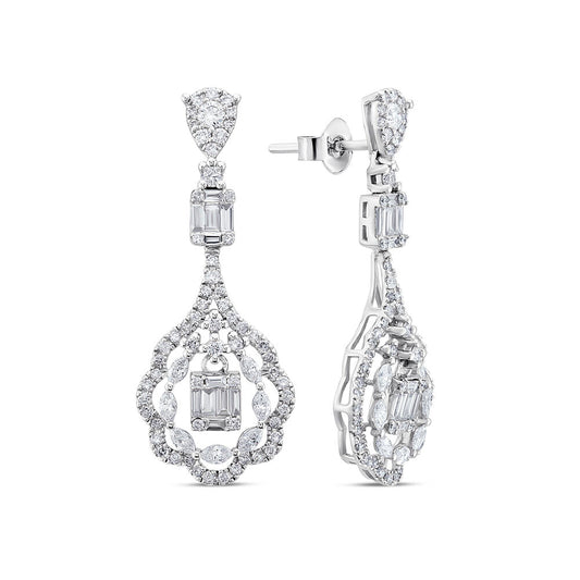 1.82 Carat Diamond Baguette Dainty Earrings