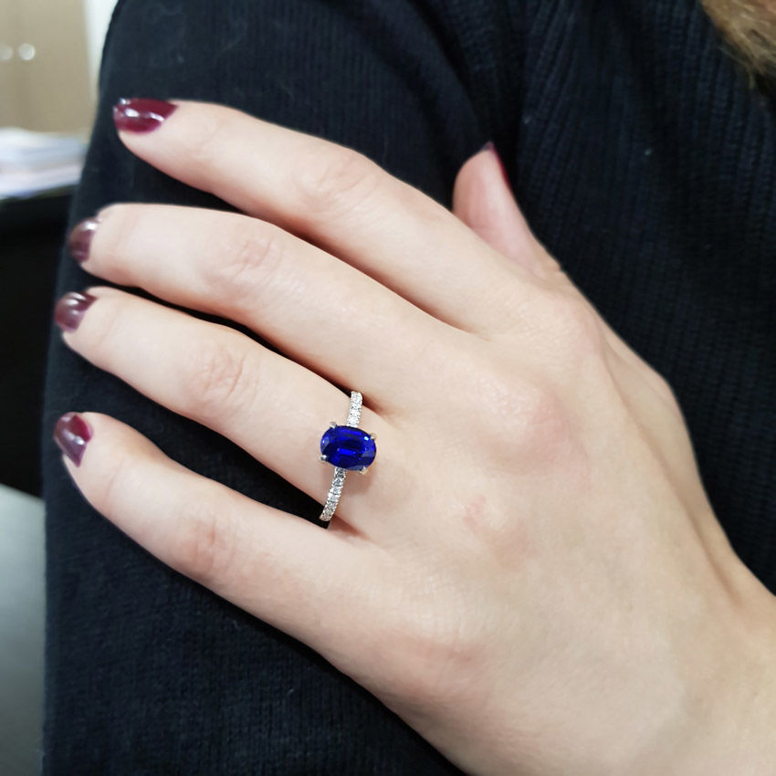 1.84 Carat Diamond Sapphire Ring