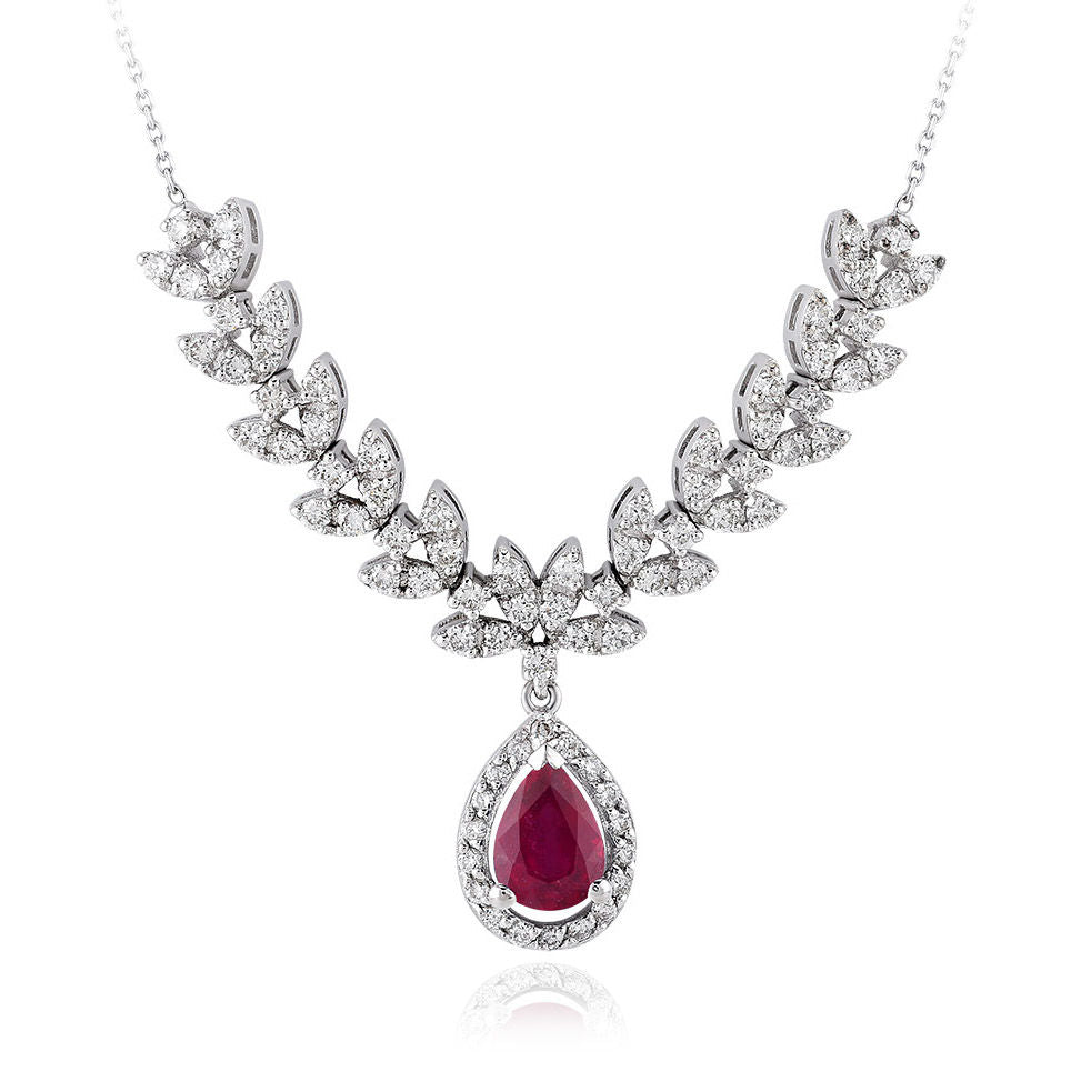 2.02 Carat Diamond Ruby Necklace