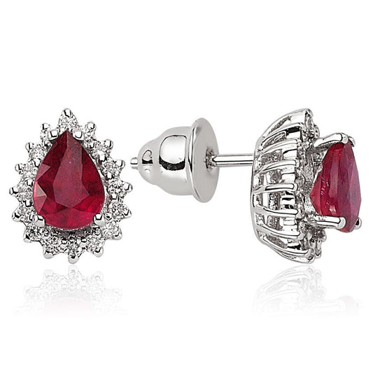 2.04 Carat Diamond Ruby Earrings