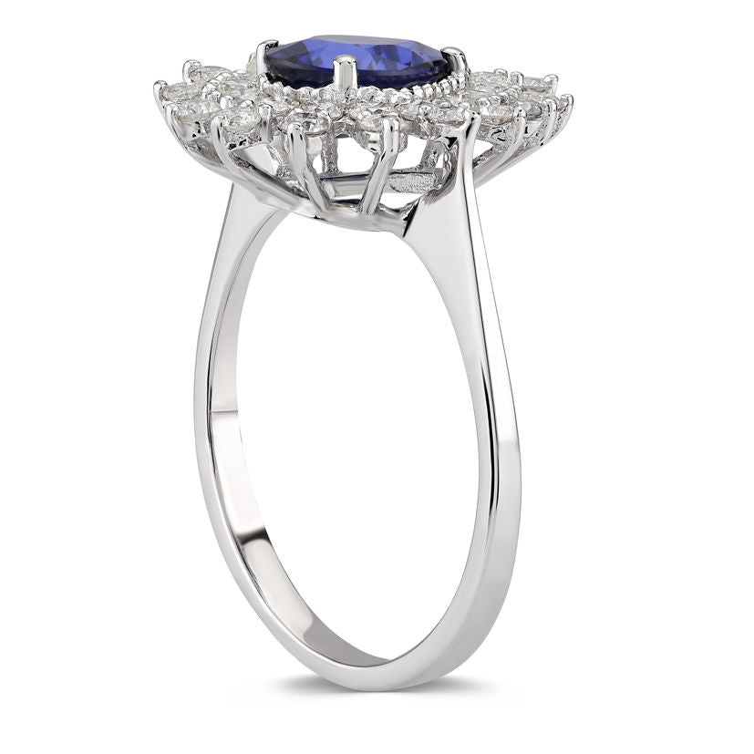 2.13 Carat Diamond Sapphire Ring