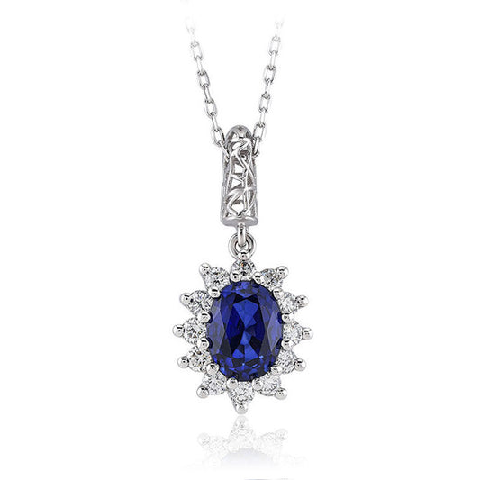 2.16 Carat Diamond Sapphire Necklace