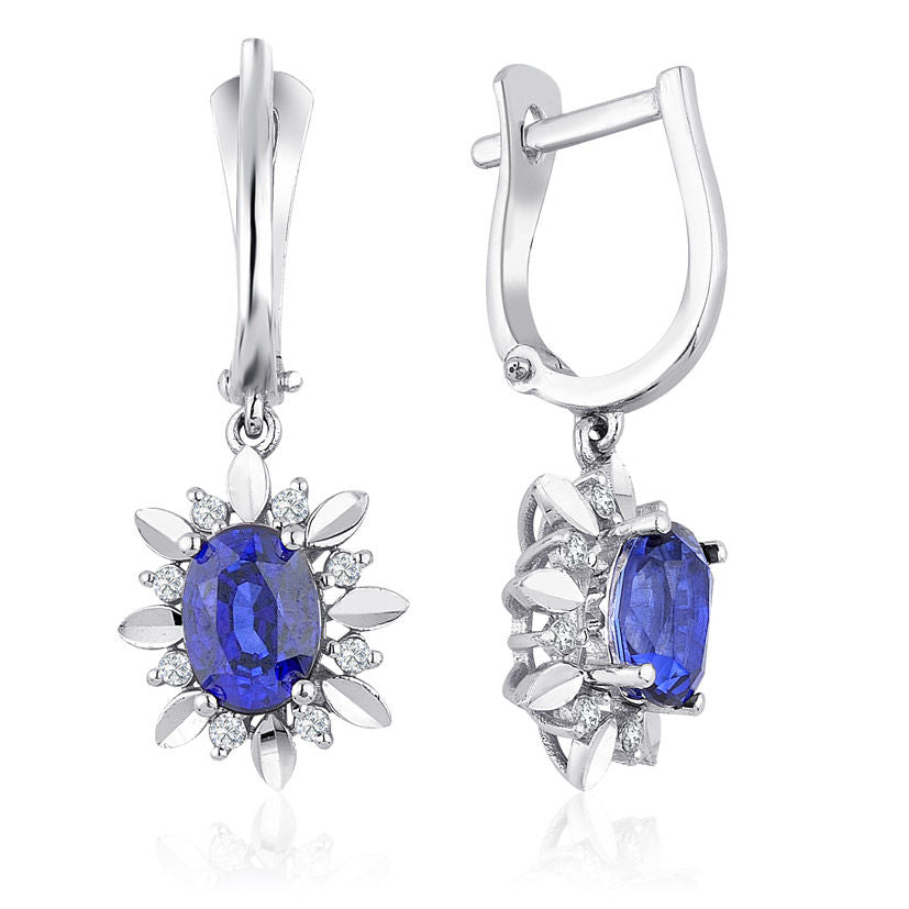 2.30 Carat Diamond Sapphire Earrings