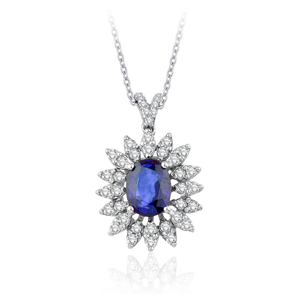 2.35 Carat Diamond Sapphire Necklace