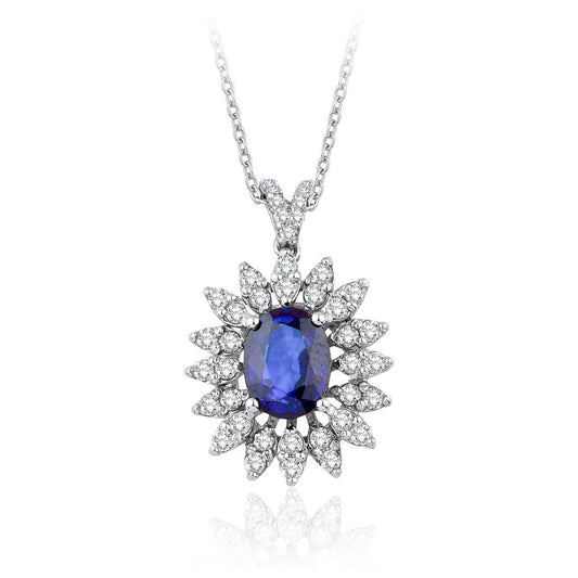 2.35 Carat Diamond Sapphire Necklace