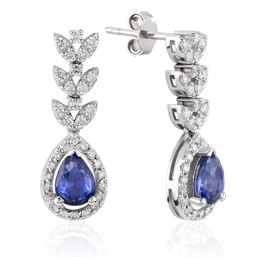 2.37 Carat Diamond Sapphire Earrings