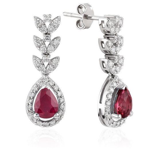 2.63 Carat Diamond Ruby Earrings