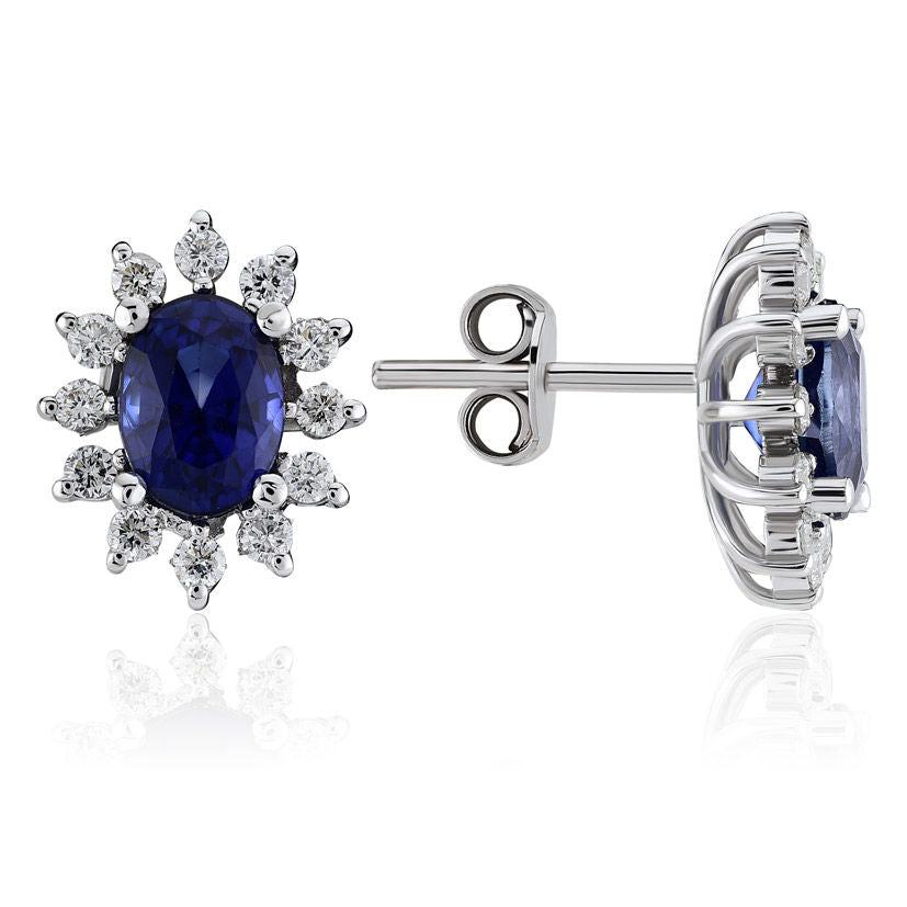 2.92 Carat Diamond Sapphire Earrings