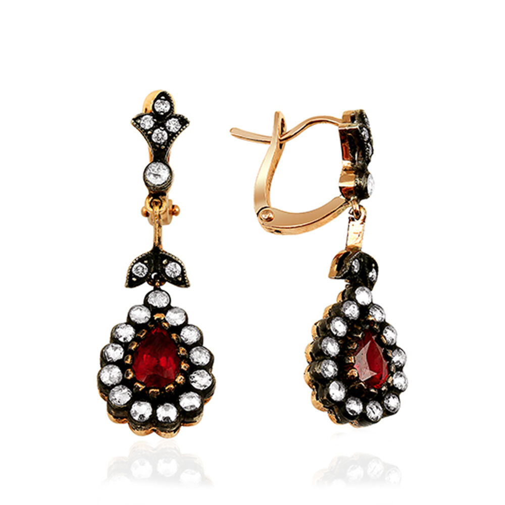 2.98 Carat Diamond Ruby Earrings