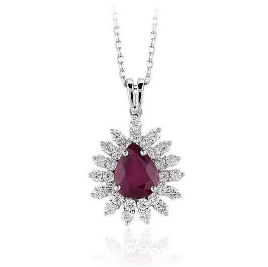 3.12 Carat Diamond Ruby Necklace