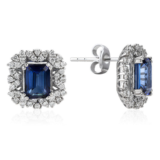 3.33 Carat Diamond Sapphire Earrings