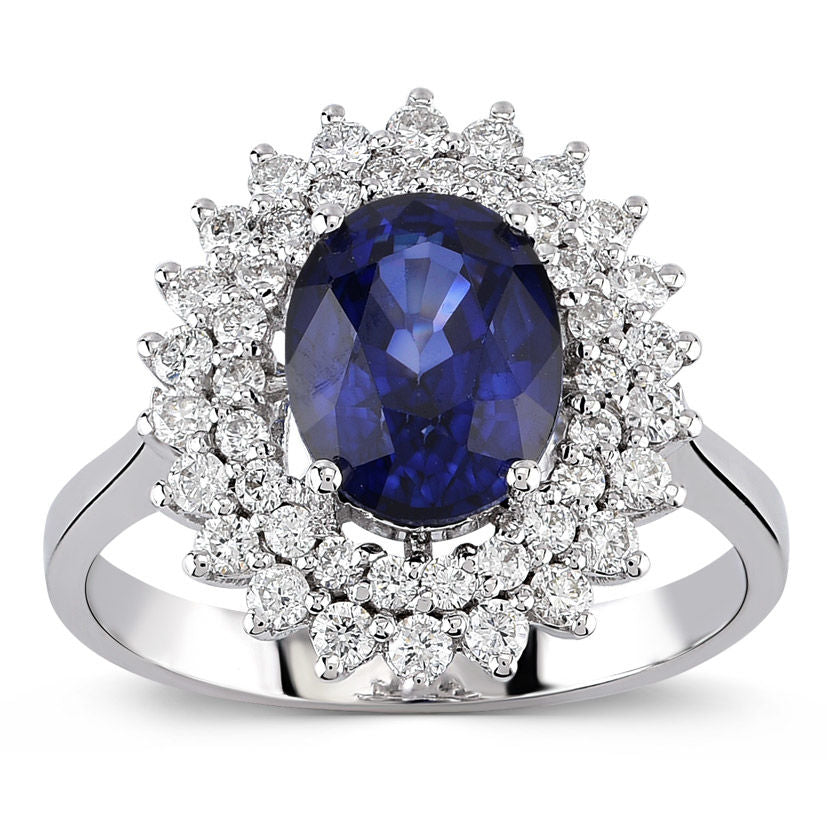 3.39 Carat Diamond Sapphire Ring