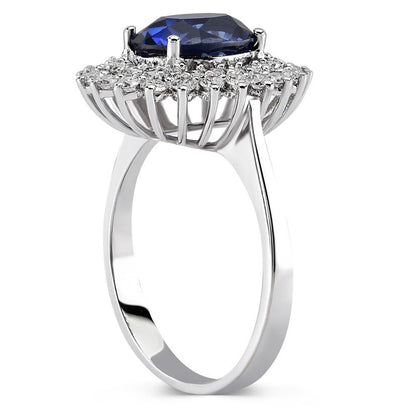 3.39 Carat Diamond Sapphire Ring