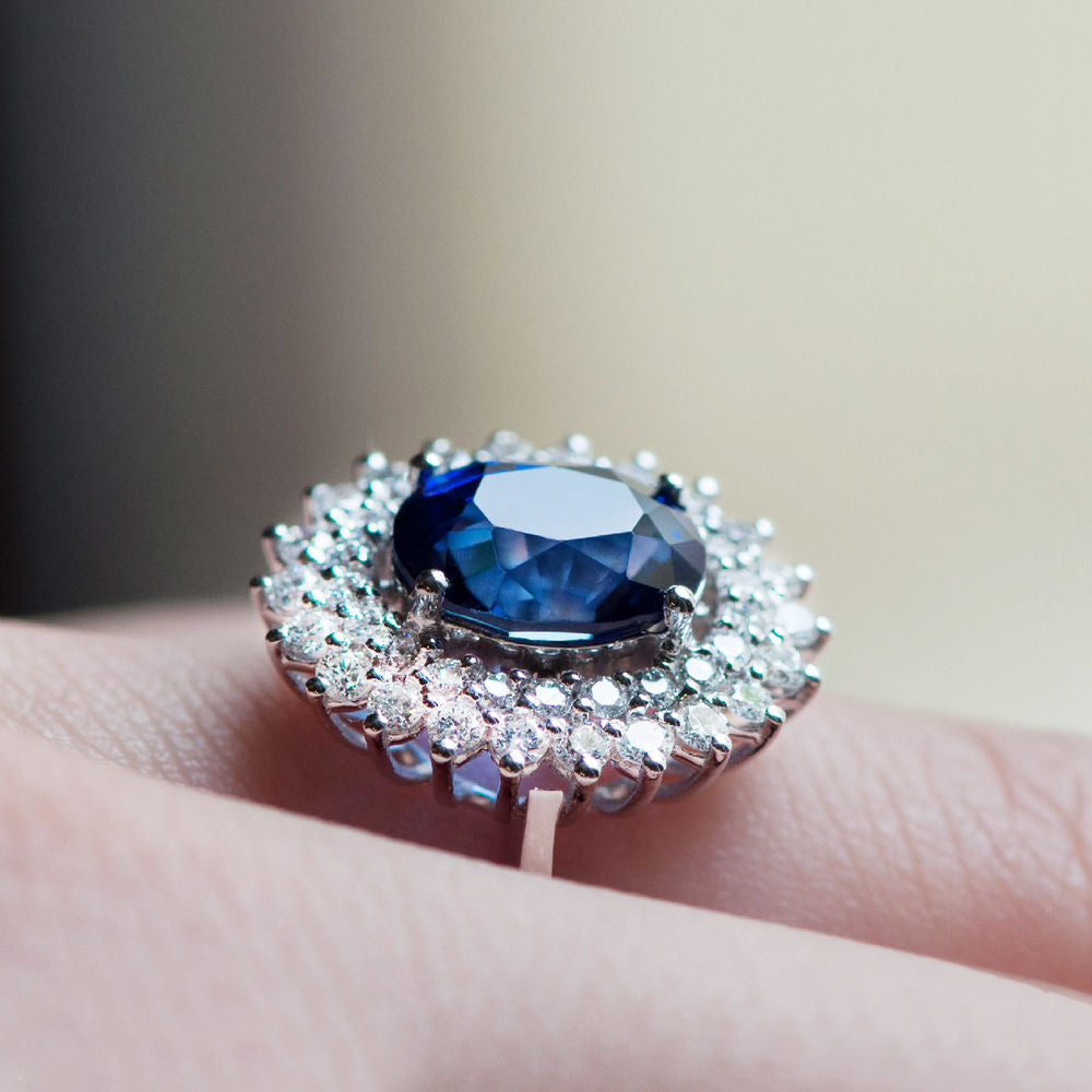 3.39 Carat Diamond Sapphire Ring