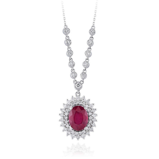 3.62 Carat Diamond Ruby Necklace