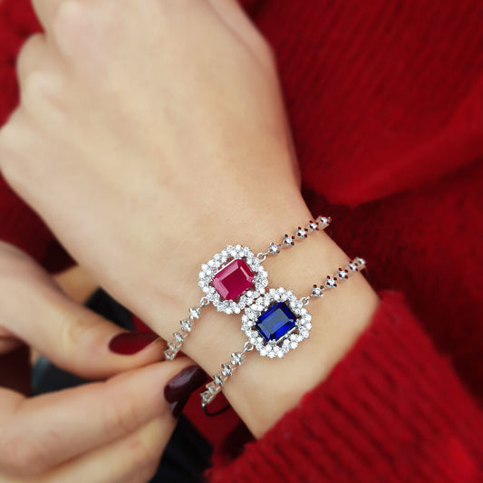 3.96 Carat Diamond Ruby Bracelet