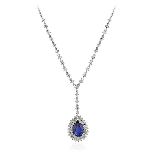 4.07 Carat Diamond Sapphire Necklace