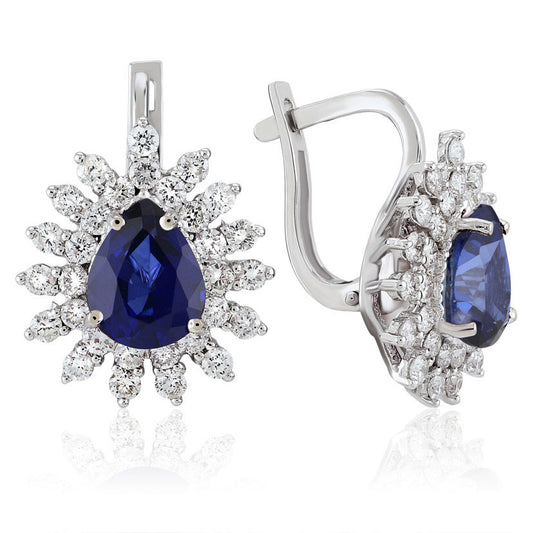4.29 Carat Diamond Sapphire Earrings