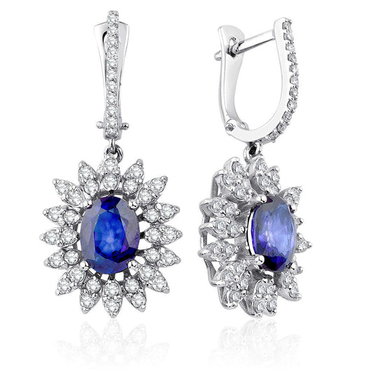 4.45 Carat Diamond Sapphire Earrings