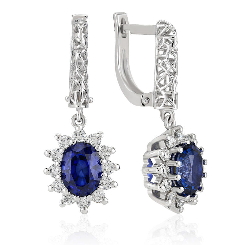 4.47 Carat Diamond Sapphire Earrings