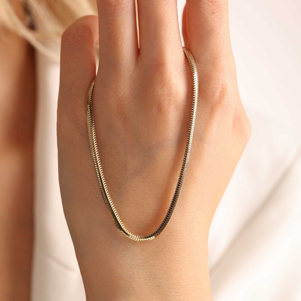 Herringbone Solid Gold Chain 3 mm